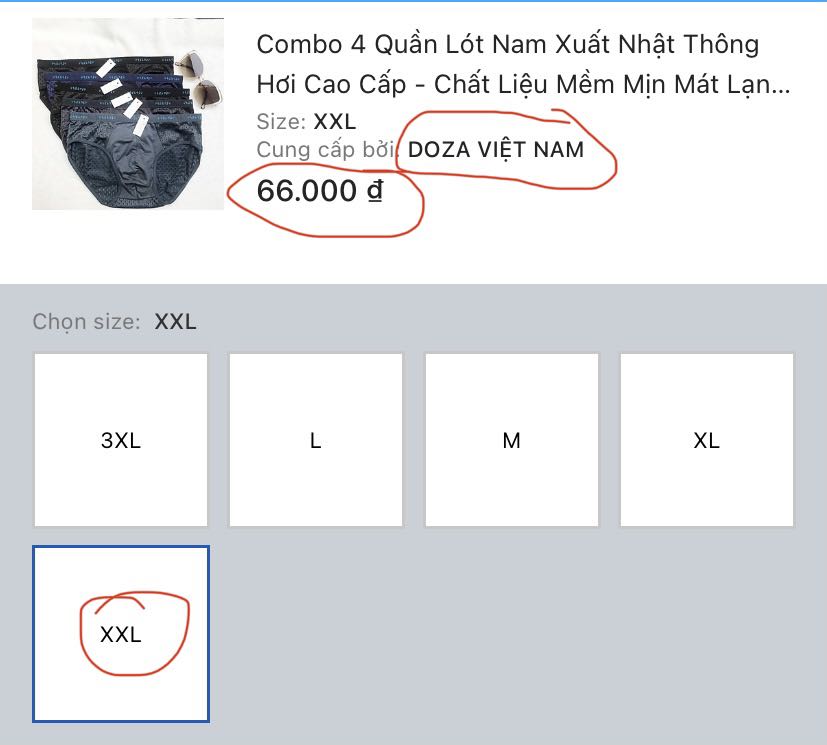 Rõ ràng là mình xem thông tin kích cỡ để chọn size phù hợp.
Mình chọn size M giá 120k bên shop DOZA mà shop lại giao size XXL giá 66k.
Người ta cũng đã chọn loại mắc hơn để phù hợp mà đi giao như vậy thì làm sao mà dùng.
Bên tiki dạo này cắt giảm nhân sự hay sao mà khâu nhận và kiểm tra hàng dạo này toàn hàng đểu không vậy.
Thật ra muốn đánh giá 1 sao. Mà hình như kiểm duyệt kỹ lắm kho chấp nhận đánh giá 1 sao, rồi không post bài đánh giá luôn. 
Tức tức không nói được nên lời.