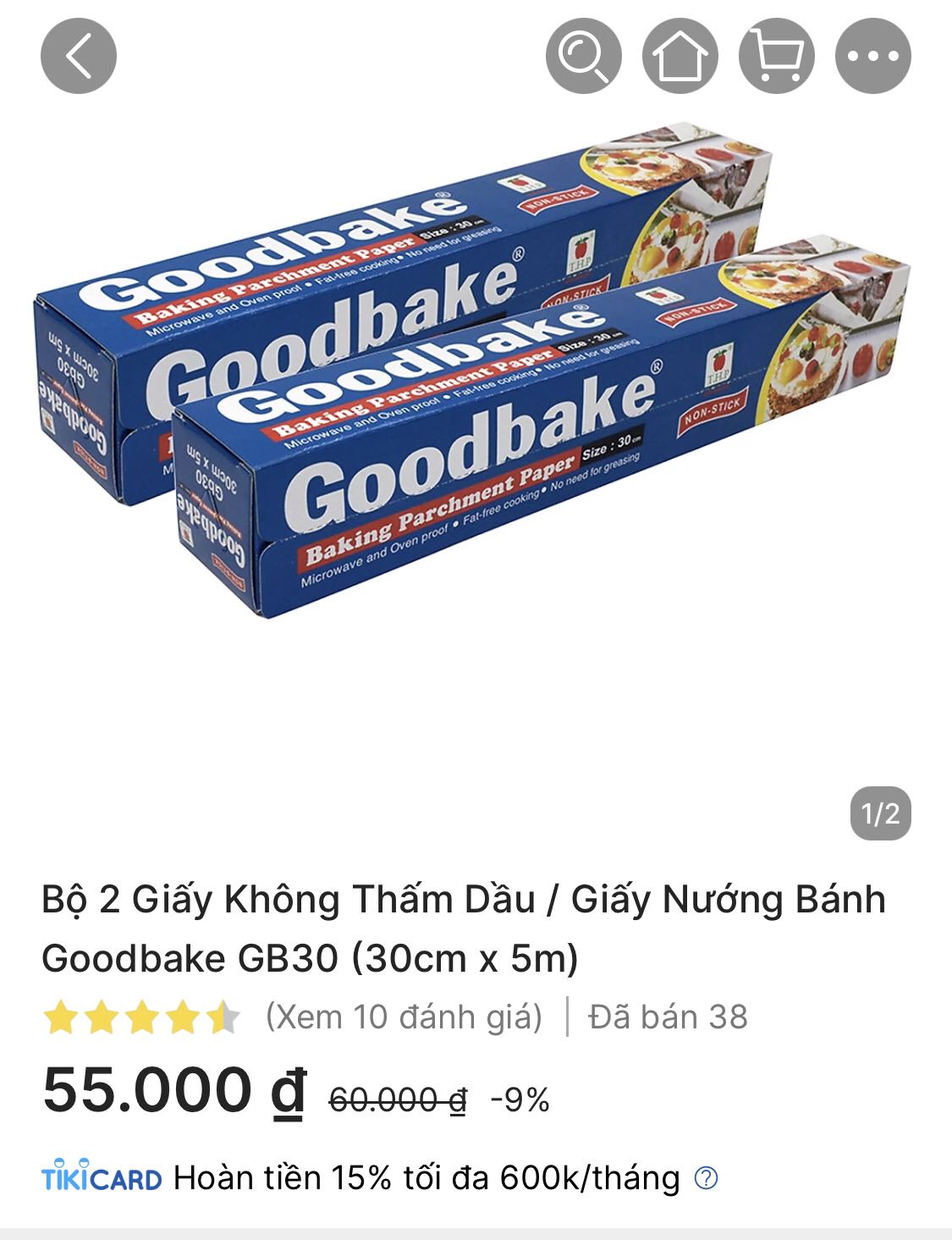 1. Ảnh và mô tả là sản phẩm nhập khẩu của Goodbake nhưng lại gửi sản phẩm của hãng Ringo nào đấy.
2. Mình sẽ châm chước bỏ qua điều trên nếu đúng là giấy thấm dầu nướng bánh, ở đây lại là giấy bạc không thấm dầu được. Nói chung là thất vọng.