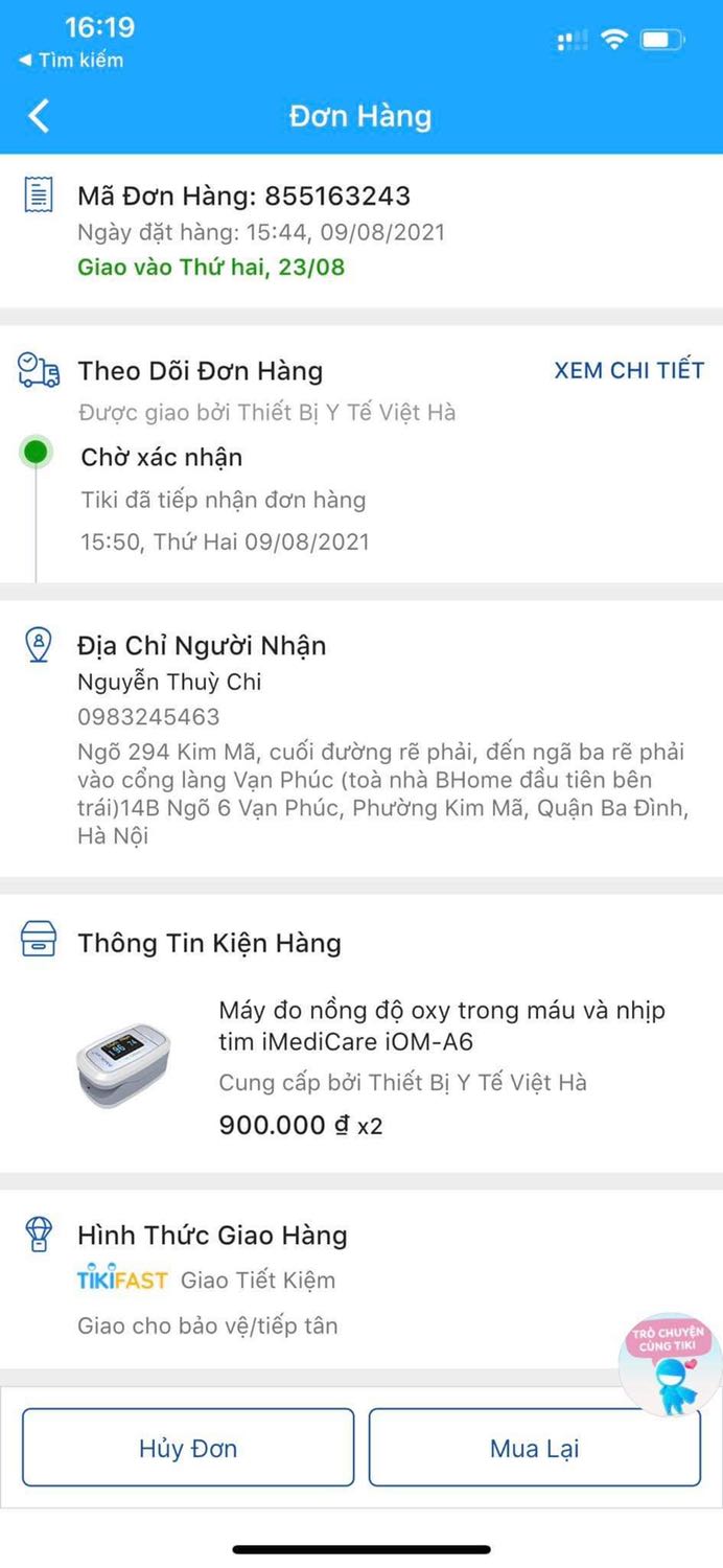 Tôi đặt số lượng 2 chiếc mà hiện giao nhận được có 1 chiếc. Đề nghị Tiki liên hệ để được bổ sung thêm đơn hàng