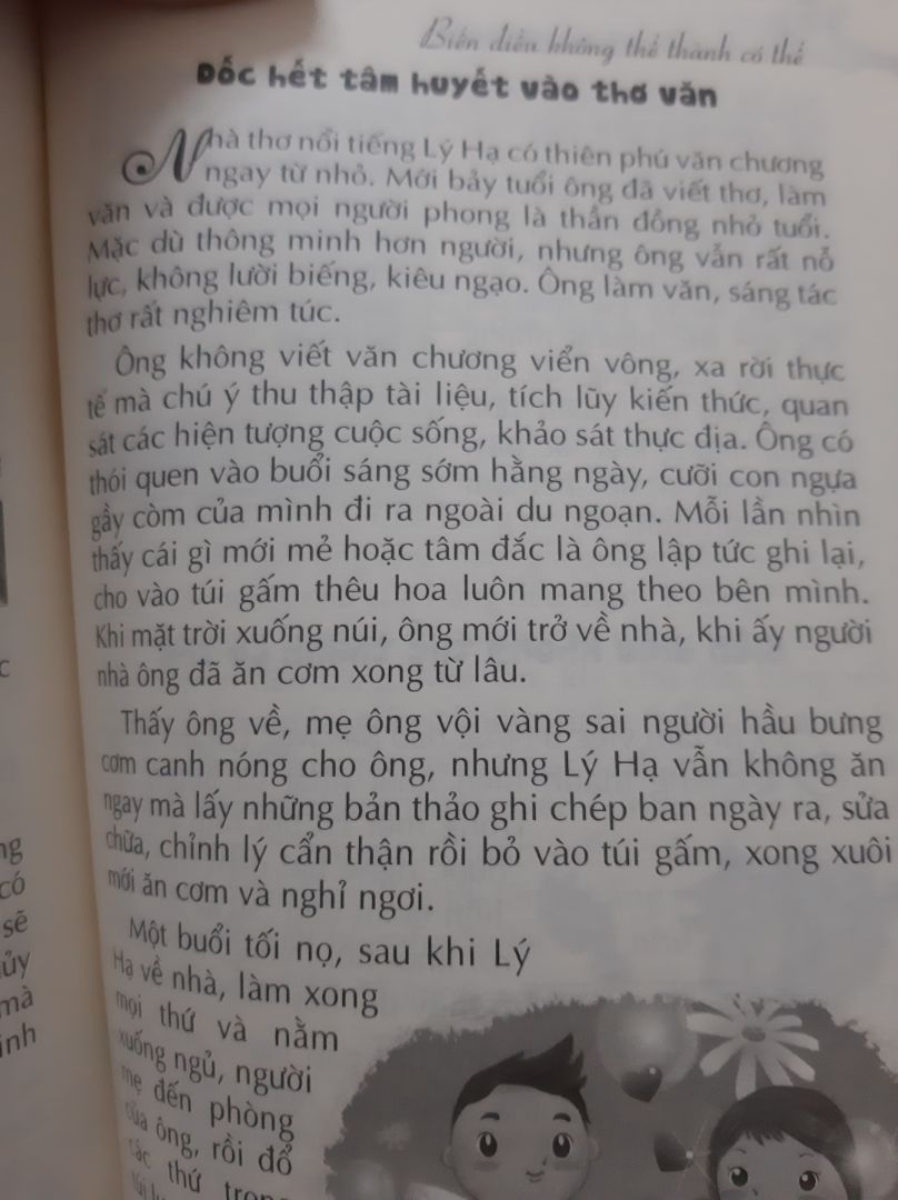 sách này có lẽ dành cho các bạn lớp 9 trở lên. bé nhà mình 8 tuổi, đọc chưa hiểu được ý nghĩa.