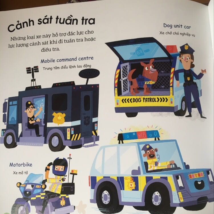 Sách in màu, nhiều hình minh hoạ sặc sỡ lắm, có kèm tiếng Anh để bé học nhaaa. Cháu mình cực thích bộ busy machines này