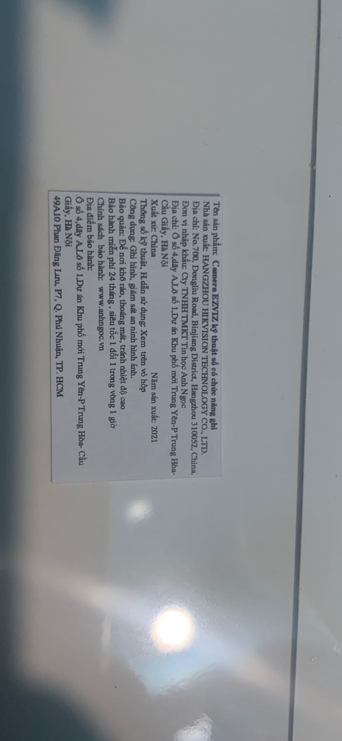 Đã nhận được sản phẩm 2 bộ camera ezviz Cs-c3n mới nguyên đai nguyên kiện chính hãng, shop uy tín, giao hàng nhanh, gói cẩn thận nói chung rất OK. Thanks shop và Tiki….