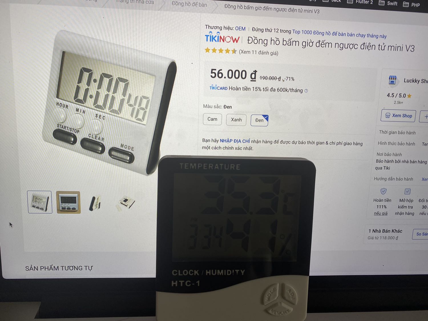 Mình cần cái đồng hồ đếm ngược mà shop giao cho mình cái đồng hồ có nhiệt độ