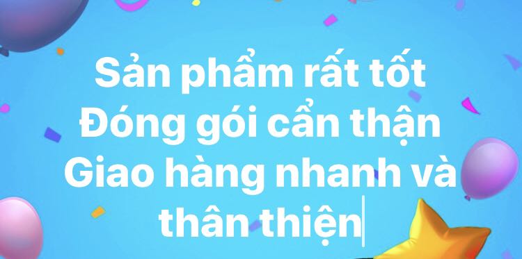 Sản phẩm rất tốt
Đóng gói cẩn thận
Giao hàng nhanh và thân thiện Sản phẩm rất tốt
Đóng gói cẩn thận
Giao hàng nhanh và thân thiện