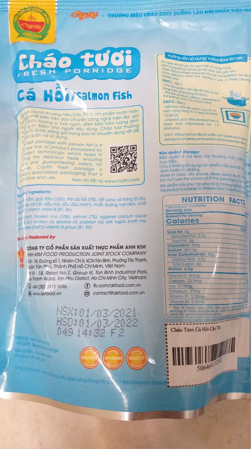 Cháo ngon. Mình mua cho bạn bồ, do đợt dịch nên hạn chế đi lại, mình đành nhờ Tiki gửi chút đồ ăn để thay mình chăm bạn ý.