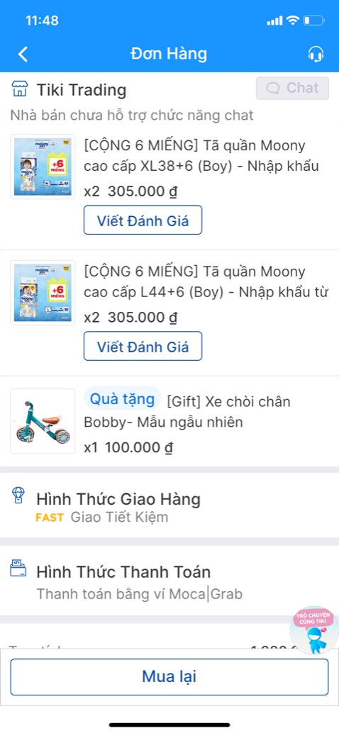 Mua 4 bịch tặng xe như ảnh,
Nhưng xe khó chạy lắm
2 bánh sau sát nhau nên khó giữ thăng bằng
Bé nào biết chạy xe đạp 2 bánh mới chạy dc 
Nhưng lúc đó thì xe quá nhỏ vs bé