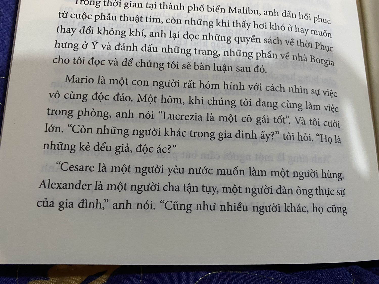 Đây được xem là cuốn sách cuối cùng Mario Puzo viết trước khi ông qua đời, và vợ ông đã giúp ông biên tập lại hoàn chỉnh.
Nội dung sách tập trung vào quá trình nắm giữ quyền lực cho đến khi sa cơ của gia đình Borgio (có vẻ là gia đình có thật trong lịch sử) cùng với lịch sử nước Ý trong thời kỳ Phục hưng. Mưu mô quyền lực, tình cảm loạn luân, hạnh phúc cá nhân bị hi sinh để bồi đắp cho sự thịnh vượng của gia tộc, tất cả cuối cùng đều nằm lại cùng với đất. Chỉ có cô gái Lucrezia tội nghiệp là còn sống để đưa tang cho người anh trai và cũng là tình yêu đầu đời của cô. 
Cảm giác sau cùng đọng lại là bi thương và chán nản với một thời kỳ xã hội như thế. Bù lại thì cuốn sách cũng cung cấp khá nhiều kiến thức về nước Ý thế kỷ 15, về những tài năng của thời kỳ này như Michelangelo, Leonardo da Vinci