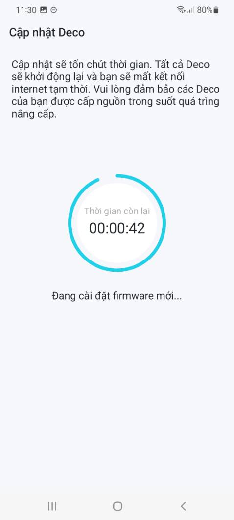 Bộ Mesh dùng tốt, nhưng 01 pack bị lỗi không cài đặt được firmware mới, cứ vào phần mềm quản lý Deco lại báo "Một số Deco của bạn đang sử dụng Firmware cũ" Nhưng sau khi cài đặt lại vẫn báo Firmware sẵn sàng để cài đặt, thoát ra vào lại phần mêm quản lý Deco vẫn báo park đó sử dubgj Firmware cũ. Thử nhiều lần mà k hết. Chỉ 1 Pack bị vậy.
Đề nghị Tiki Trading hỗ trợ xử lý hoặc đổi hàng giúp tôi. (Đã reset Pack đó và cài lại 2 lần, vẫn bị lỗi vậy)
Xin cảm ơn.