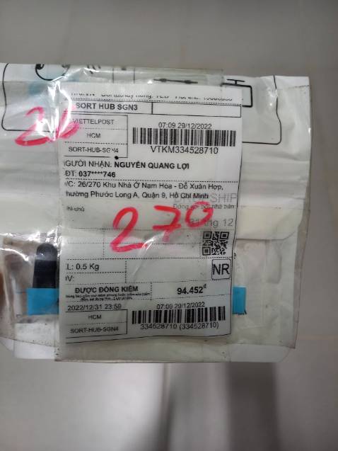 Hàng nhận thành công. Tạm thời dùng ok k có vấn đề gì. Hỷ vọng được lâu bền. Cám ơn nhà hàng và người giao hàng. Chúc cho Cty ngày càng giữ được sự tin cậy cho người dùng. Happy new year 2023.