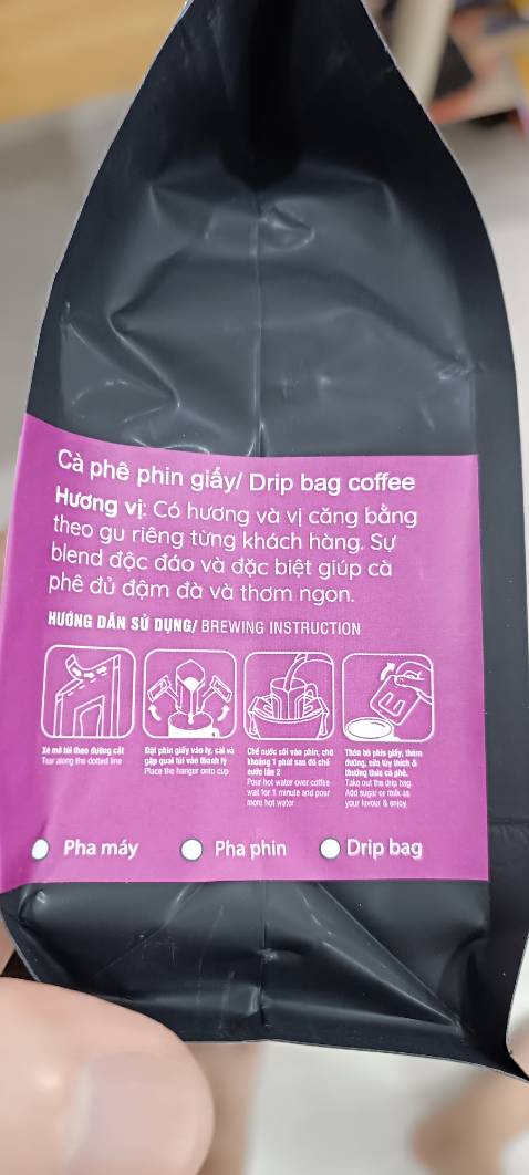Cà phê túi lọc mà bao bì hướng dẫn pha phin.
Từ ngữ bị sai hay do vùng miền "căng bằng"