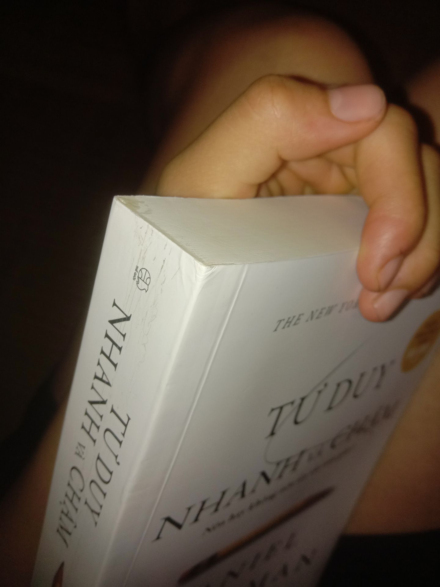 bên ngoài sách bị móp ở góc 
ở gáy sách còn có vết bẩn còn bên trong thì sách không có vấn đề gì