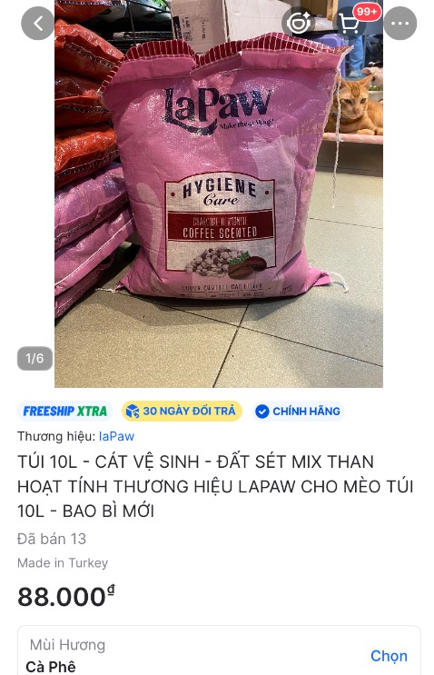 Sản phẩm quảng cáo là Made in Turkey nhưng nhận hàng thì sản xuất tại Trung Quốc. Giá bán cao hơn các sp của Trung Quốc. Shop nên ghi đúng chi tiết để khách hàng không phải khó chịu khi nhận sản phẩm, dù chỉ là cát vệ sinh cho mèo.