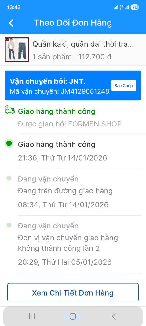 Không nhận được hàng , bên vận chuyển làm ăn tắc trách , khách hàng k hề nhận được cuộc gọi hay lời xin lỗi nào từ đơn vị vận chuyển