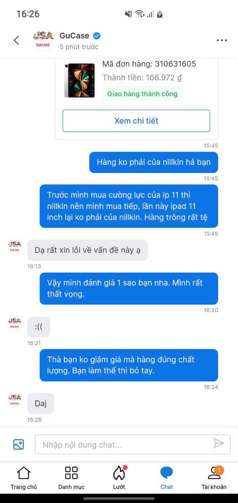 Shop rất thiếu uy tín, mình mua đợt giảm giá 175k thì nhận được hàng như thế này. Không phải của nillkin, hàng rất tệ. Rất thất vọng. Hi vọng trên mạng không có những shop "buôn đầu dê bán thịt ***" như thế này.