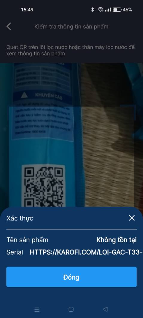 Hàng fake! Quét mã QR nhận thông báo sp không tồn tại!