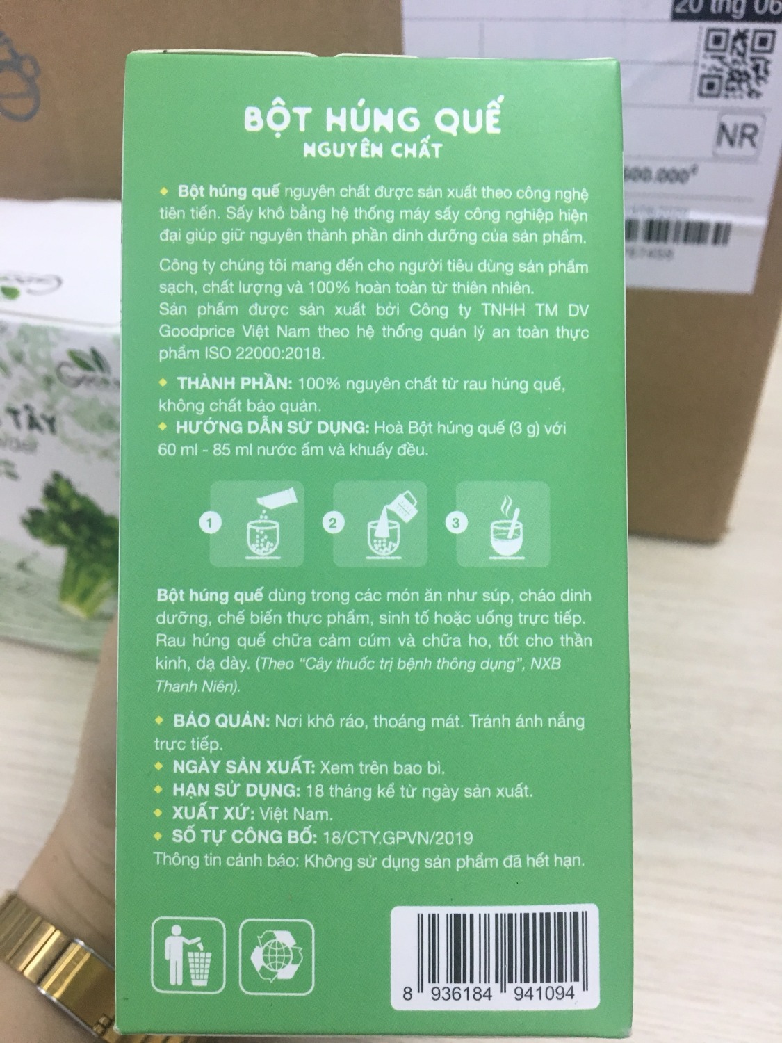 Sản phẩm tốt và tiện dụng, thông tin sản phẩm được in chi tiết rõ ràng. Công dụng của húng quế rất tốt nên vì sức khỏe sẽ sữ dụng lâu dài.