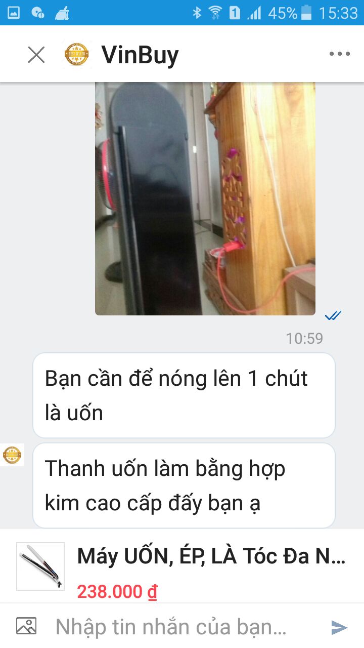 máy cầm vừa tay, chắc tay và nhẹ như mô tả. Giao hàng sớm hơn dự kiến, Hệ thống thông báo là thứ 5 mới tới nhưng thứ 3 đã giao tới nhà. Gói hàng đẹp, nhiệt lên đều và nhanh. Duy nhất có chi tiết mình không thích là: thông tin để lớp men phủ gốm nhưng khi chat với shop thì shop phản hồi đây là hợp kim cao cấp. Mình có để hình chụp thông tin bên dưới.