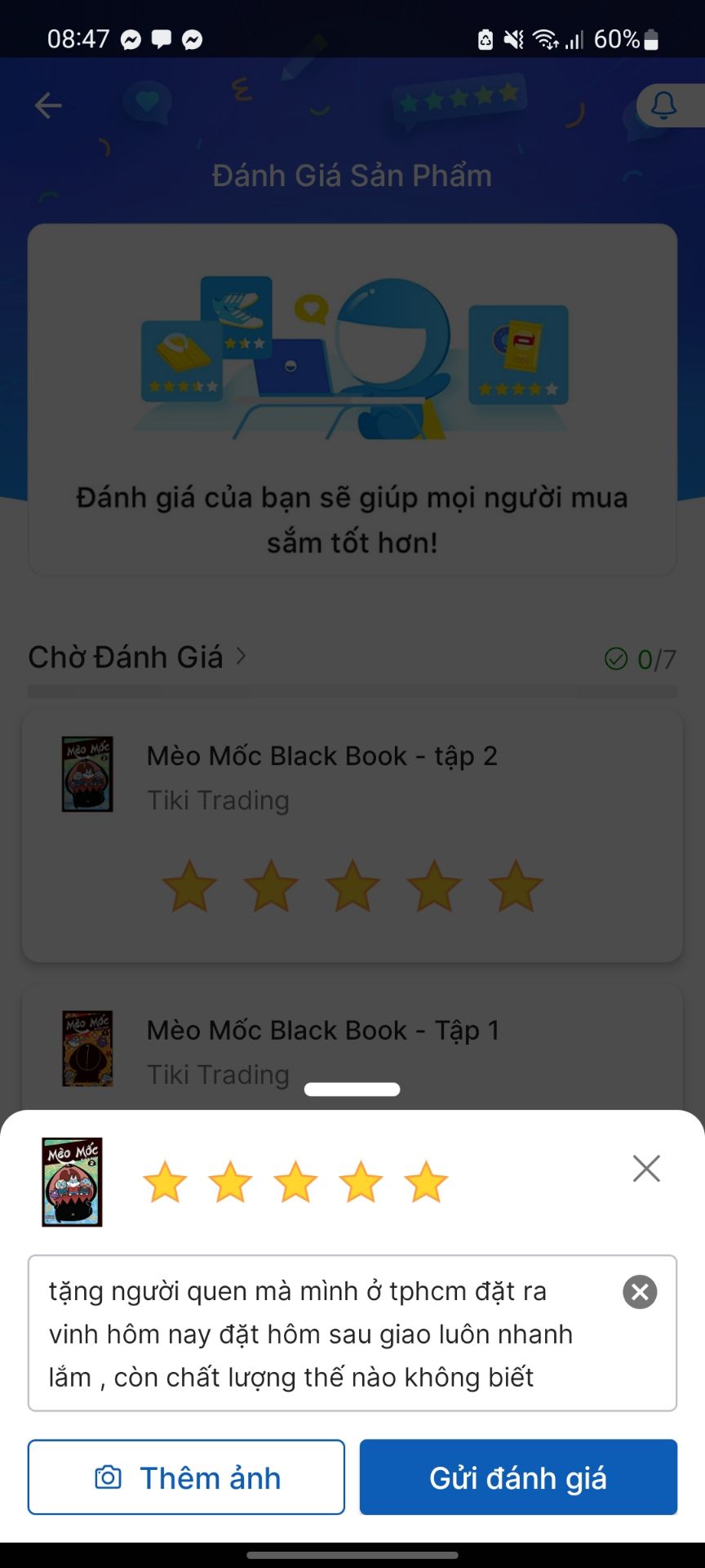 tặng người quen mà mình ở tphcm đặt ra
vinh hôm nay đặt hôm sau giao luôn nhanh
lắm, còn chất lượng thế nào không biết