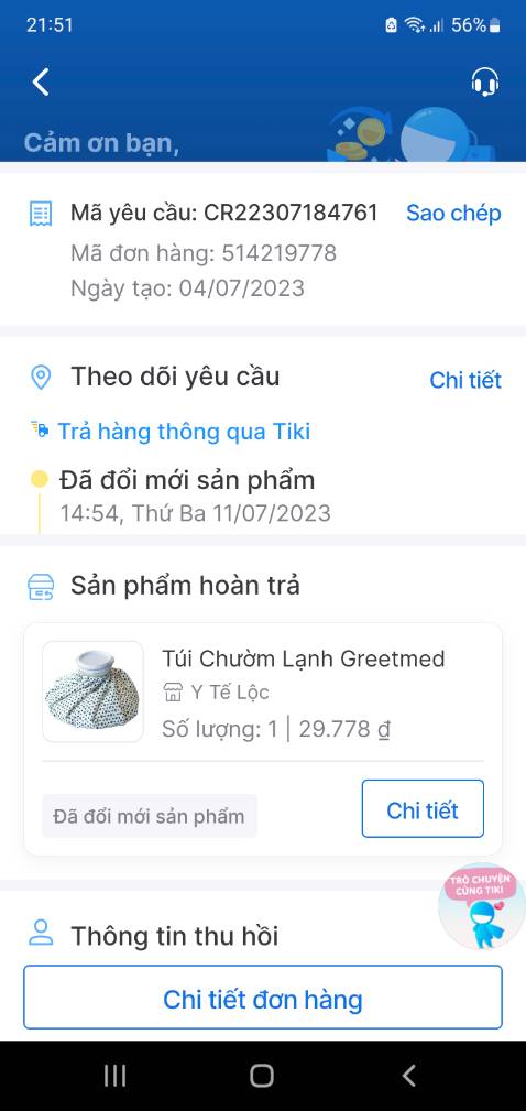 Ban đầu mình đặt hàng 2 túi chườm lạnh này, shop giao trễ và giao thành 2 túi chườm nóng. Mình ₫ã yêu cầu đổi hàng (vì số lượng 2sp cùng 1 đơn nên mình ko rõ việc phải chọn số lượng sp đổi trả là 2 khi thao tác trên app, nhưng mình trả đủ 2 túi chườm nóng), shop nhận hàng và tạo lại đơn mới chỉ 1 sp. Rất ko hài lòng về cách xử lý đơn của shop này.
