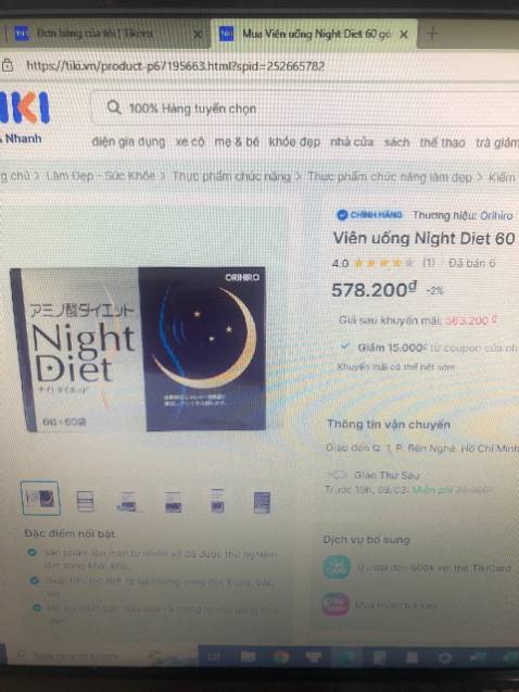 tôi đặt hàng Viên uống Night Diet 60 gói hình 1, còn hàng đã giao dạng trà 20 túi lọc hình 2 va 3, tôi rất không hài lòng, hãy xử lý và giao đúng hàng tôi đặt