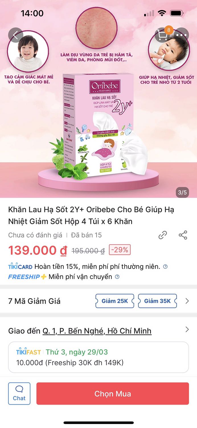 Cháu mình ở nhà sốt và chồng mình đã gợi ý cho mình sản phẩm này và mình thấy khá là oke