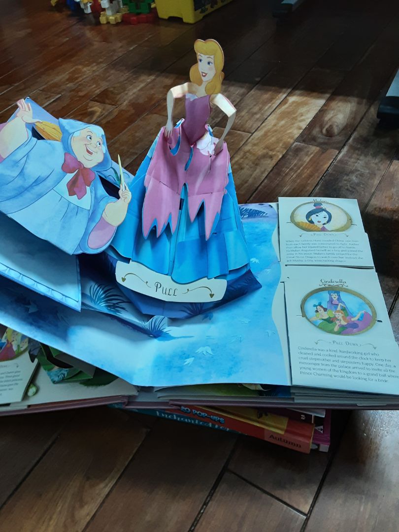 Sách đẹp mỹ mãn, từ bìa cứng in các đường hoa văn nổi vàng bóng cho đến các cảnh pop up phức tạp bên trong. Nội dung sách cũng phong phú, chi tiết, giới thiệu về các nàng công chúa Disney. Bé gái 3 tuổi nhà mình rất thích, nhất là cảnh lâu đài, bé ngó vào hoặc lấy tay sờ rất vui. Mình rất hài lòng với sản phẩm này.