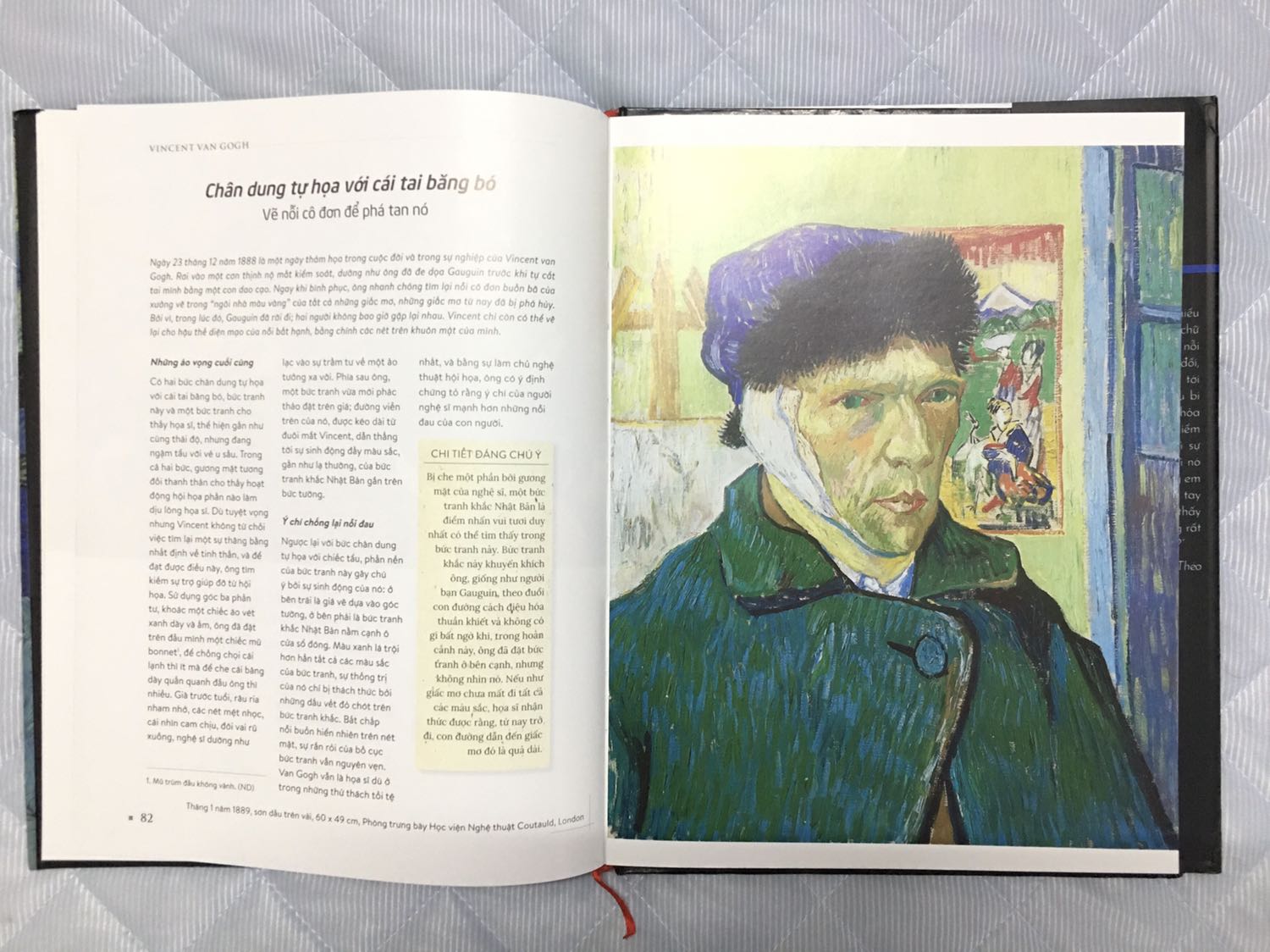 Mình thấy hài lòng với sách từ những cái rất nhỏ như: Sách được bọc ni lông nên không bị quăn góc hay bụi bẩn gì. Sau khi xé lớp ni lông bảo vệ và chạm vào bìa quyển sách thì có thể thấy bìa rất cứng rồi nhưng vẫn được một lớp bìa giấy bao bên ngoài. Các trang bên trong thì trắng, cứng cáp giống loại giấy in tạp chí thời trang nên không bị lồng hình hay chữ từ các trang in mặt sau. Chữ in to nét còn hình ảnh chụp các tác phẩm phải nói là chuẩn không bị lệch lạc và có màu sắc chân thật chứ không bị phai màu dù chỉ một trang. Nội dung thì rất đầy đủ như những gì đã giới thiệu ở bìa sau kèm theo cả những chú thích thuật ngữ rất hữu ích. Quyển sách đáng để đọc và sưu tầm dành cho  không chỉ những ai yêu thích hoặc quan tâm đến hội hoạ.