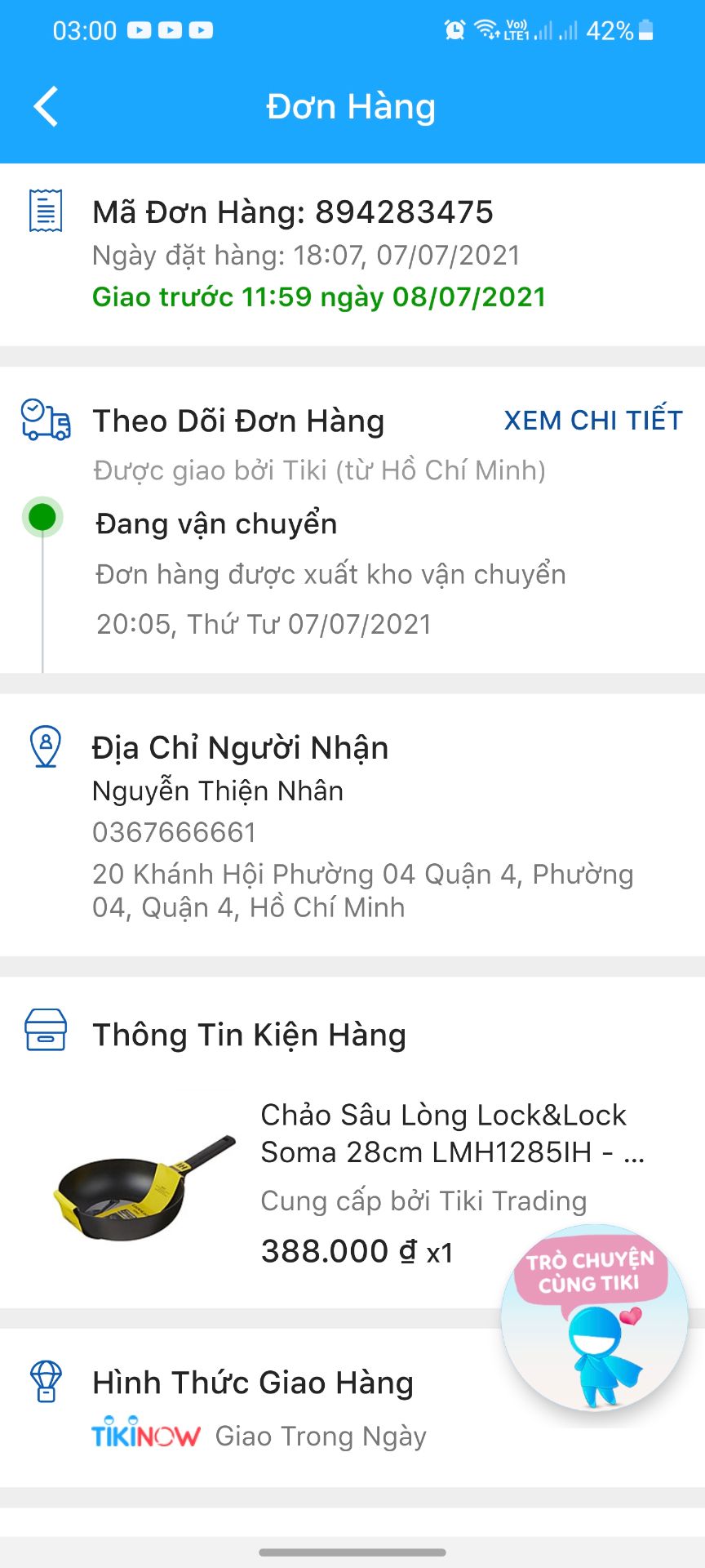 tiki *** đảo à, đăng ký sử dụng tiki now mua từ 18h ngày 7/7 thông báo 11h 8/7 giao mà giờ 2h sáng ngày 9/7 còn chưa thấy????? treo đầu dê bán thịt *** à, hay không đủ năng lực giao hàng đúng hẹn nhưng vẫn thu tiền????? lấy tiền trước nên thích thì giao, mua thì ráng ngồi chờ ????? wtf thể loại dịch vụ gì đây @@ tồi tệ