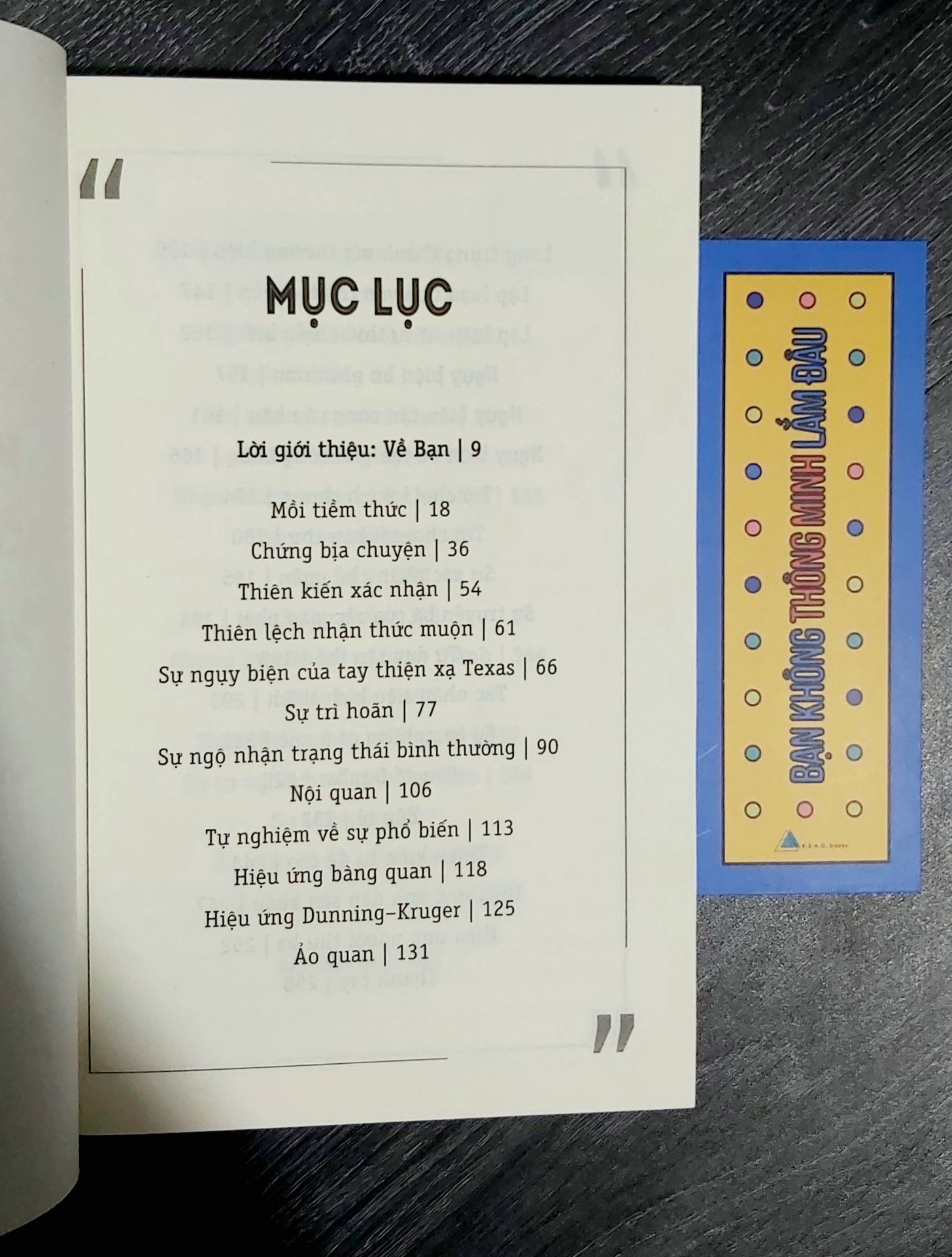 "Phát triển từ trang blog nổi tiếng của David McRaney, Bạn Không Thông Minh Lắm Đầu gợi mở cho bạn thấy nguồn gốc cho mọi quyết định, suy nghĩ, cảm xúc hóa ra lại đến từ nơi mà chẳng ai ngờ tới. Những bộ óc đã qua hàng triệu năm tiến hóa của con người đã thực hiện thành công một nhiệm vụ duy nhất: Bịa ra những câu chuyện, giả vờ là chúng ta đủ thông minh để hiểu hết mọi việc. Bạn sẽ được làm quen với những "công cụ" mà bộ não sử dụng, như Sự bất lực tự luyện, Sự bán rẻ, hay Áo giác về sự minh bạch,... Cuốn sách giống như một tuyển tập những bài giảng Tâm lý học, với tất cả những phần nhám chán đã được lược đi."