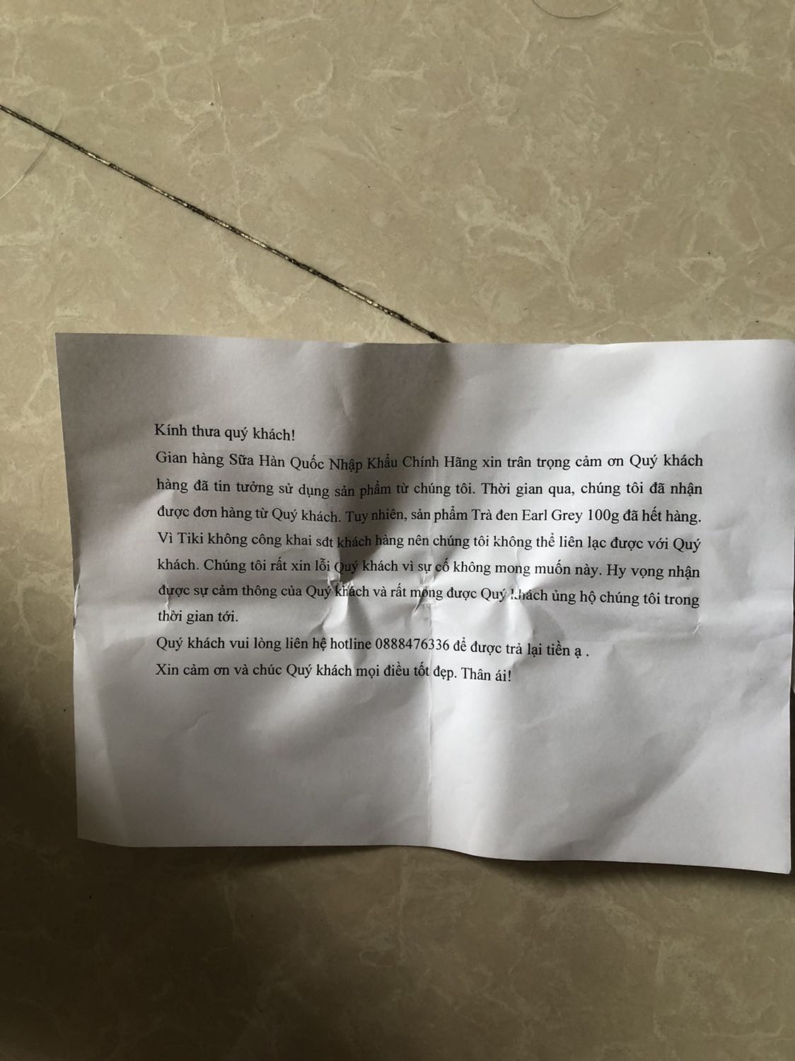 Hết hàng nên shop đã thanh toán lại tiền cho khách hàng nhanh chóng. Cảm ơn Shop và Tiki