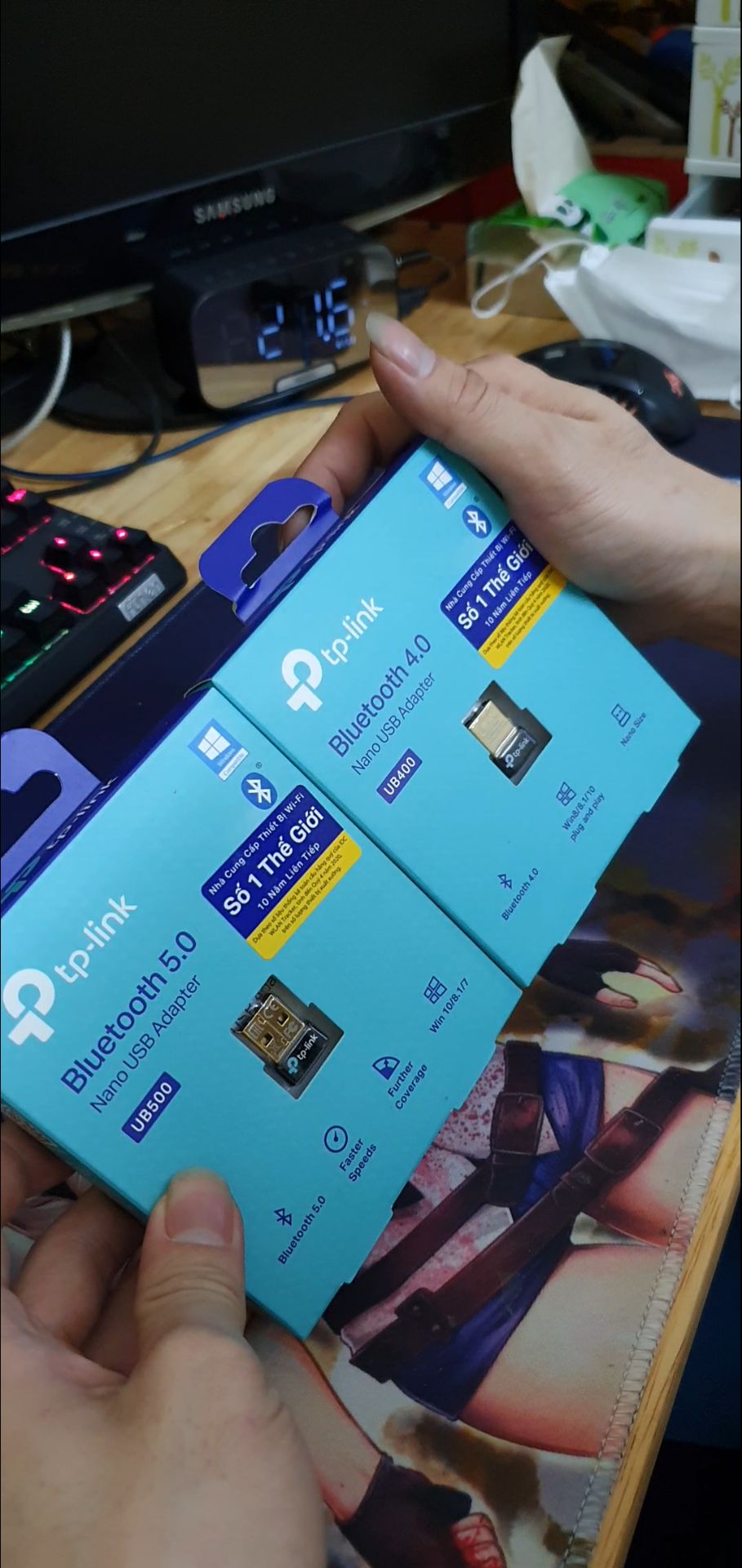 Hàng tốt, nhưng kết nối loa bluetouth âm thanh không được hay cho lắm (cùng loa khi kết nối điện thoại nghe bass êm, nhưng qua usb bluetouth thì bass yếu). Driver và tên của thiết bị trong devices không phải của Tplink (driver tự nhận)