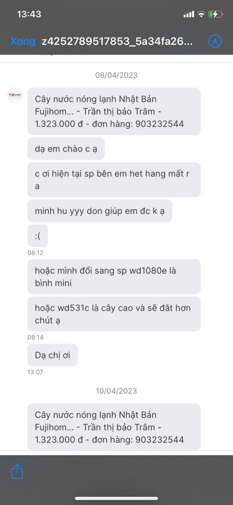Bán hàng ***, đã nt nói người khác sp hết hàng rồi lại đi giao cây rẻ tiền hơn. Thật khó chịu