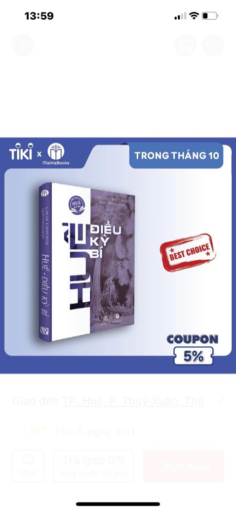 Nội dung viết dễ hiểu, hay. Yêu Huế!!
Bìa cứng đẹp. Bản in chất lượng, đẹp. Nói chung là 5 sao nhé!!!