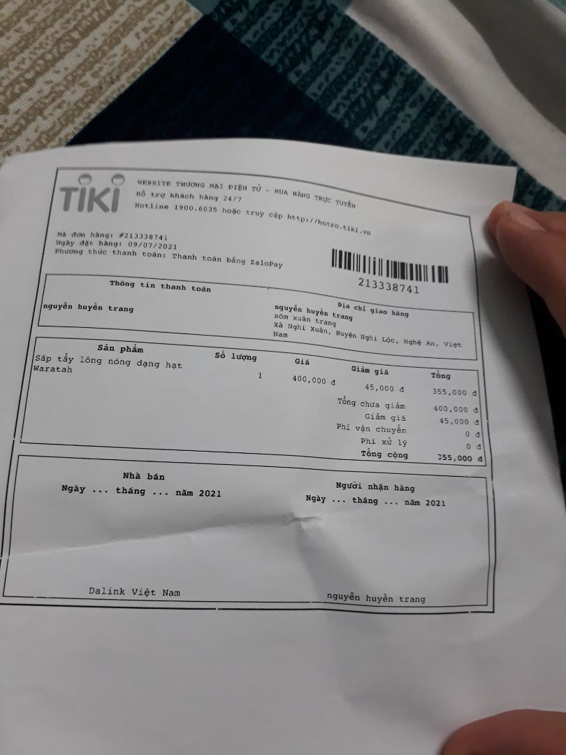 Nhà bán hàng giao lộn sản phẩm. Mình đặt mua " kem dưỡng sau tẩy lông Jax Wax" nhưng lại giao " sáp tẩy lông nóng dạng hạt Waratah". Nhờ bộ phận cskh Tiki hỗ trợ đổi hàng giúp mình. Cảm ơn.