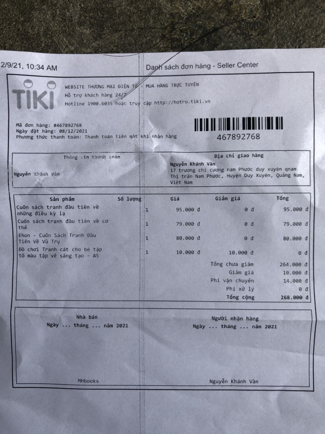 Đặt cuốn cơ thể thì đvi gửi nhầm sang cuốn khác?