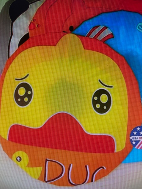 Mũ có in hình vịt dễ thương nha.