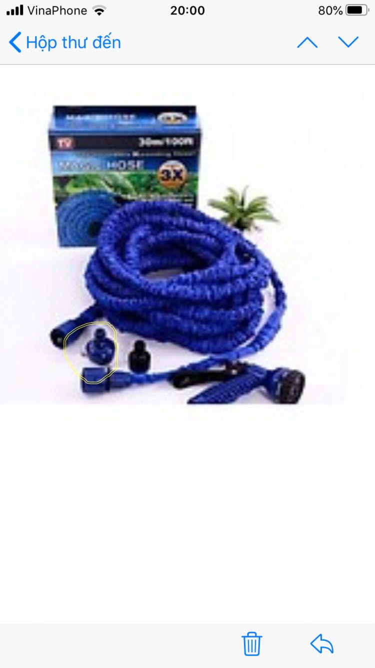 Hàng giao bị thiếu 1 phụ kiện( cái van chụp vào vòi nước phông tên).
Cả 2 vòi xịt đều thiếu.
Vui lòng gửi bổ sung giúp 2 cái van này. Vì không có thì không nối vòi xịt vào vòi nước được, không thể sử dụng được.
Cái van chụp là cái khoanh tròn màu vàng trong hình gửi đính kèm.
Xin cảm ơn