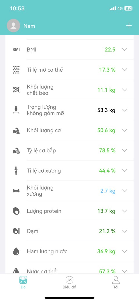 Rất hài lòng với cân này, cân xong có hiển thị thông số sk ngay trên cân mà ko cần mở app, dùng dc cho cả nhà, phần mềm lưu lại thông số các lần cân