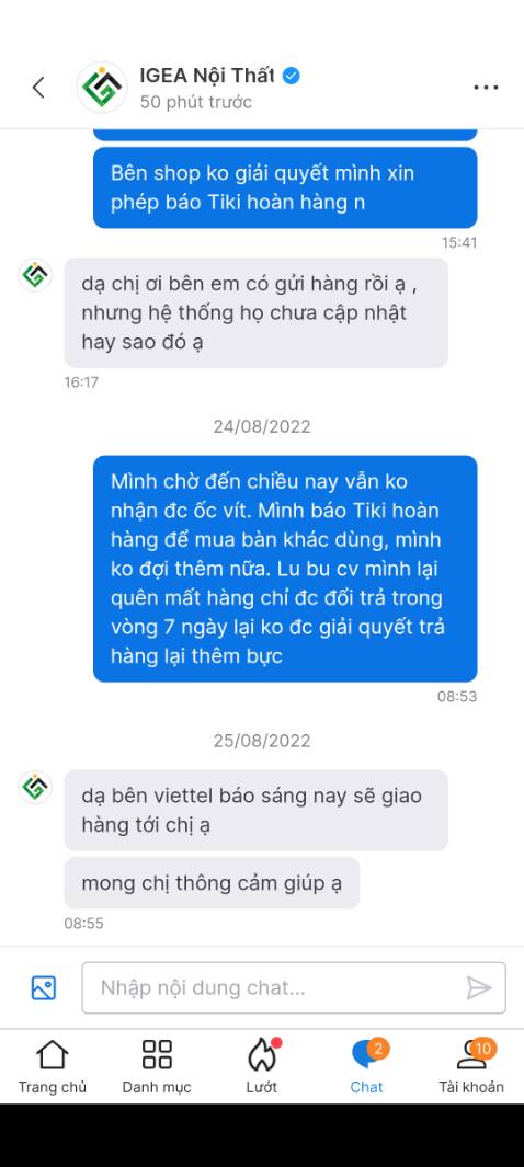 Dịch vụ khách hàng không tốt, giao hàng không đi kèm 1 con ốc vít nào, báo với shop và shop báo đã lên đơn gửi Viettel, rồi với lứa do thứ 7, chủ nhật rồi Viettel chưa lấy hàng. Đến khi mình báo lên Tiki nếu không giải quyết vấn đề bù ốc vít sớm mình sẽ trả hàng mới bắt đầu xử lý gửi hàng thiếu. Nói chung là đang định mua thêm sản phẩm nhưng với cách làm việc mà lỗi sai cỉa shop nhưng kh phải liên hệ hối thúc thì mới giải quyết thì sẽ không mua hàng thêm lần nào nữa.