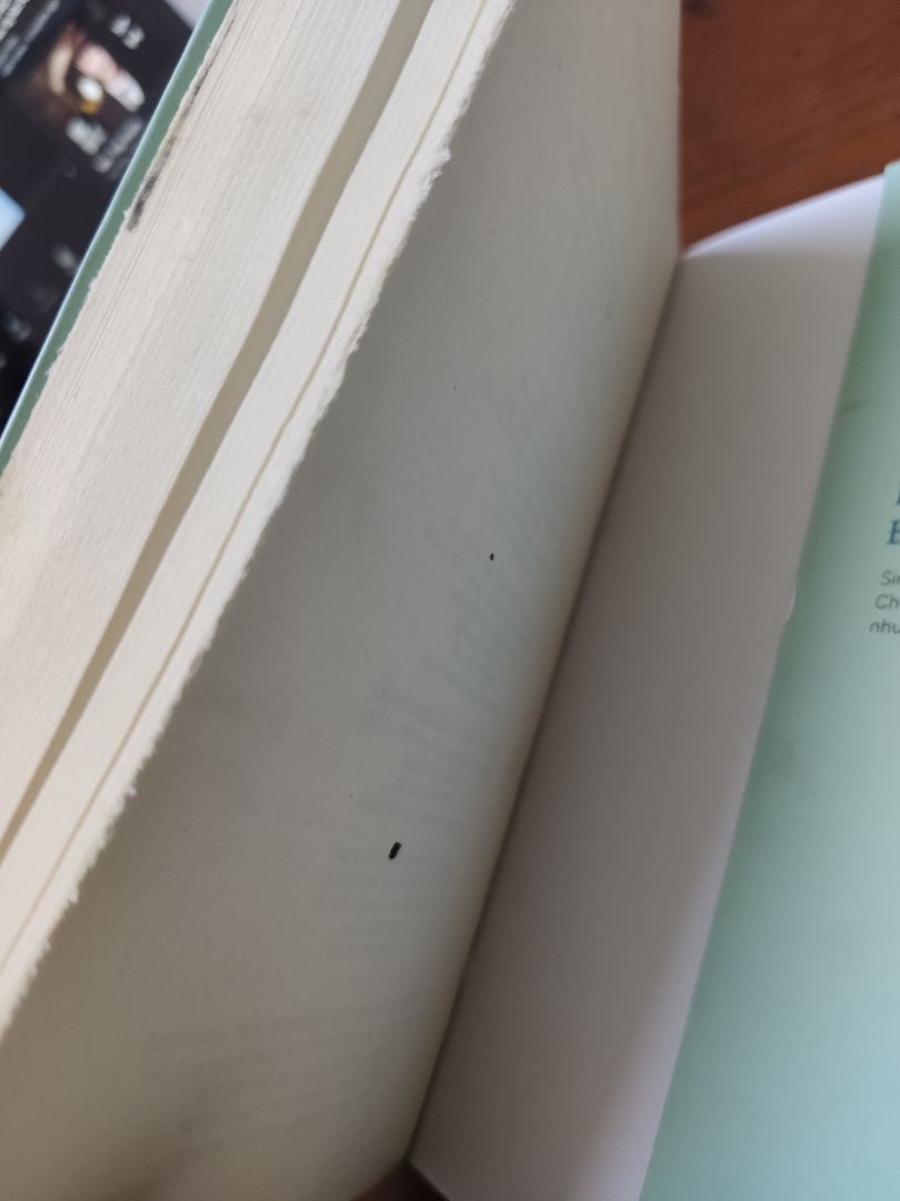 Sách bị bẩn, vết cắt giấy không sắc, trông sách lem nhem rất mất cảm tình. Điểm cộng duy nhất là mình được ship sớm hơn thời gian dự kiến một ngày