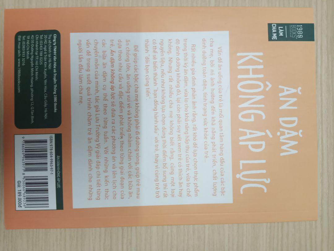 Sách đẹp, đóng gói kỹ lưỡng. Thông tin được cung cấp hữu ích cho bữa ăn dặm của bé. Giá tốt. Cám ơn Tiki