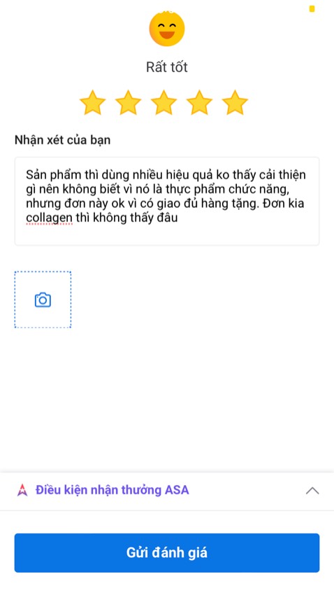 Sản phẩm thì dùng nhiều hiệu quả ko thấy cải thiện gì nên không biết vì nó là thực phẩm chức năng, nhưng đơn này ok vì có giao đủ hàng tặng. Đơn kia collagen thì không thấy đâu