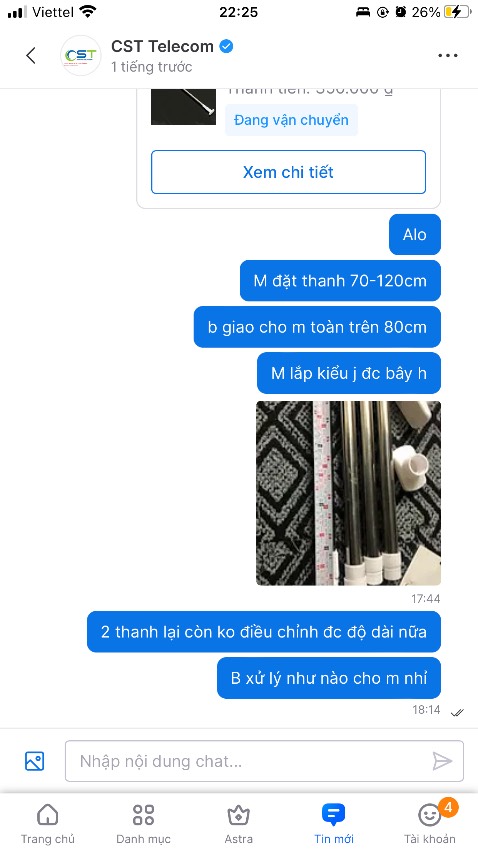 Đã giao sai kích thước, 2c bị lỗi ko rút đc nt cho shop hỏi thì online mà ko rep tin nhắn. Từ chất lượng sp đến dịch vụ của shop quá tệ