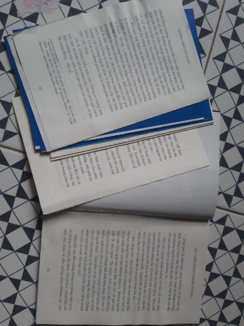 Sách nội dung hay. Bản in gọn, cầm vừa tay. Chất lượng giấy cũng khá đẹp nhưng phần gáy sách đóng rất dở. Keo không dính tốt. Đọc mà rớt rời từng tờ. Làm giảm đi giá trị của cuốn sách. Rất đáng tiếc.