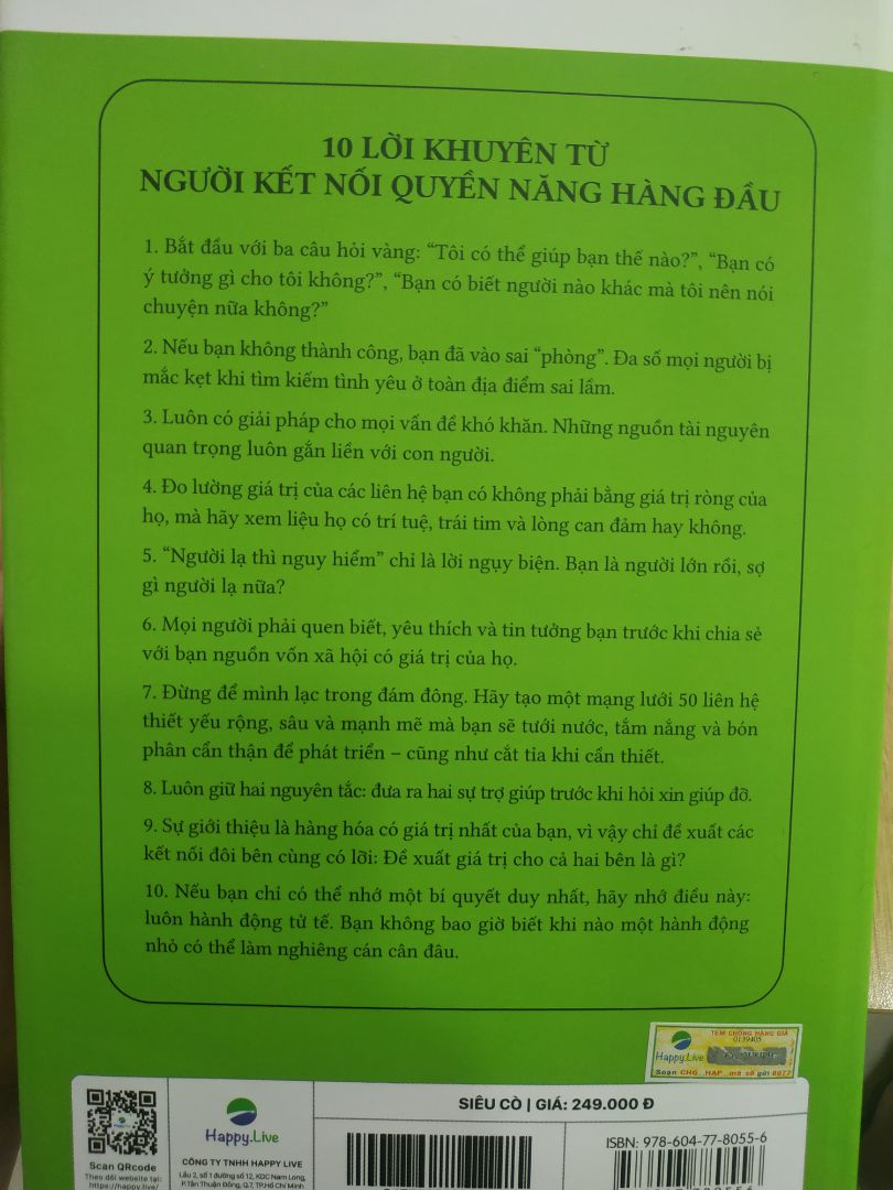 Rất hài lòng
5* sáng cho cho sách đẹp và Happy Live. Sách cho mình những góc nhìn mới về cuộc sống cũng như là bí quyết để xây dựng mối quan hệ chất lượng. Mình là đứa lười đọc sách nhưng những cuốn sách như thế này đã làm thay đổi mình rất nhiều và ngày càng tiến bộ hơn. Xin cảm ơn!