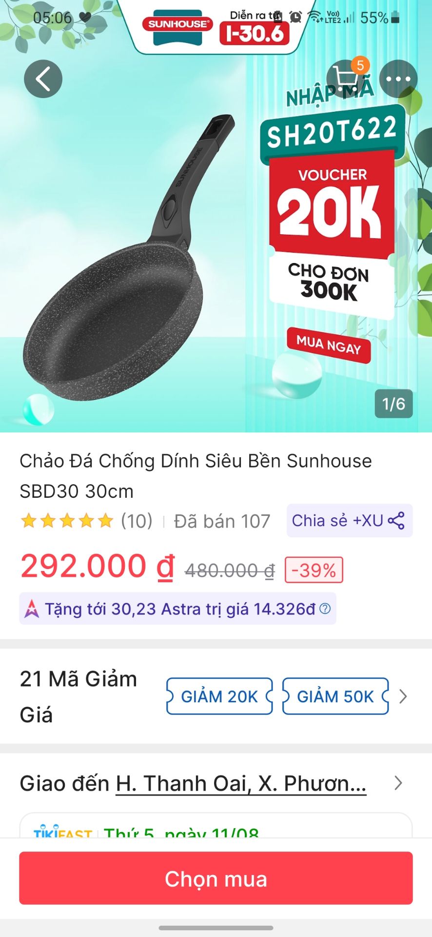 Chảo trông khá chắc chắn. Mong là dùng được lâu dài vì trông lớp phủ đá cũng khá tốt. Giao hàng thấy cực nhanh luôn ấy. Mình đặt chiều ngày 8 mà sáng ngày 9 đã nhận đc hàng rồi