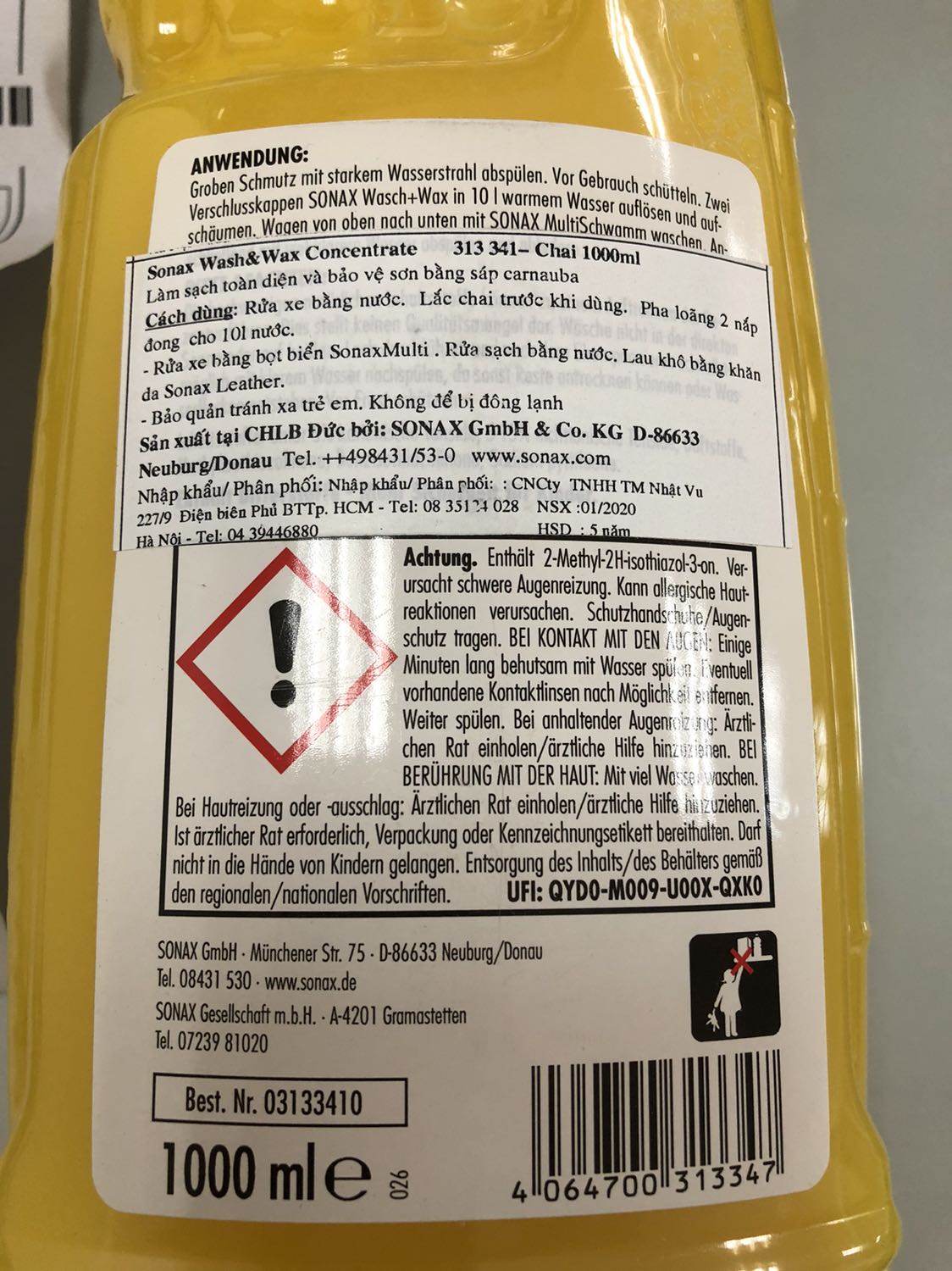 Chưa rửa nên chưa biết chất lượng thế nào. Nhưng sonax thì khỏi phải bàn rồi.