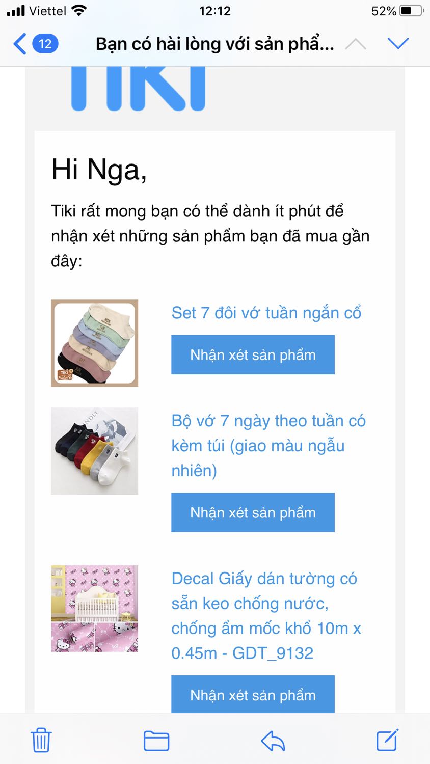 mua hang rất nhiều tren kiti nhung lan nay ko hai long .đặt hàng như vây tại sao lại dao hang cung một loai.nhận hàng ko có túi đựng vớ.đề nghị kiti giải quyết dùm tôi