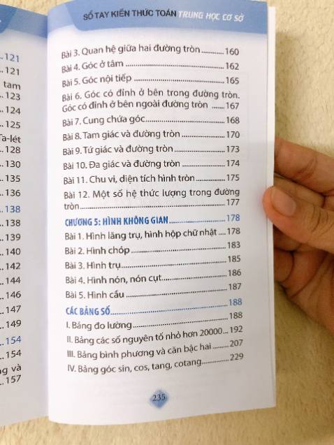 Sổ tay tổng hợp rất chi là đầy đủ nhe (mình gửi mục lục cho các bạn nào cần tham khảo nè). Đúng là "sổ tay" nên khổ sách nhỏ gọn, cỡ bằng một bàn tay thôi. Chỉ là nếu như sách thêm một vài phần bài tập thì tốt hơn ấy, chứ nếu chỉ là lí thuyết thôi thì lên mạng search thôi. Cơ mà lí thuyết được tóm tắt tốt.
