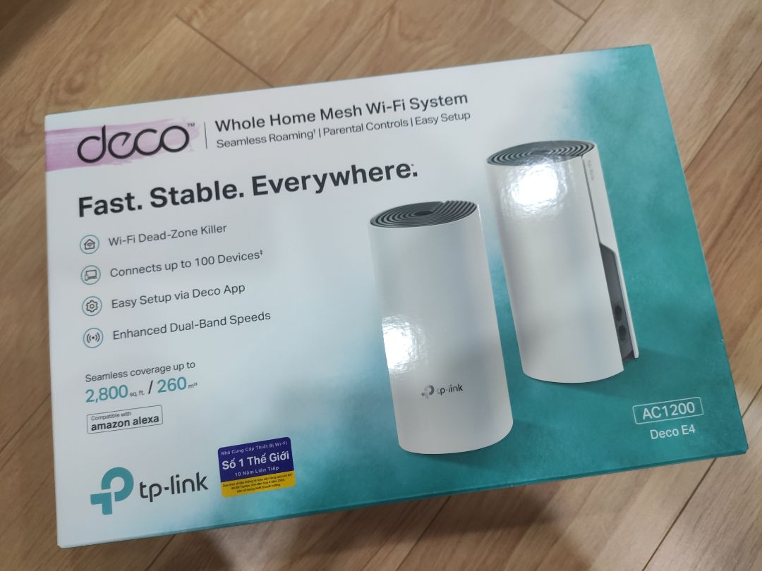 đóng gói kỹ, có hộp riêng của TP Link bên ngoài, bên trong là hộp sản phẩm. set up dễ dàng, mạng mạnh. di chuyển của giữa các phòng không phải đổi mạng SSID như trước, rất nên mua